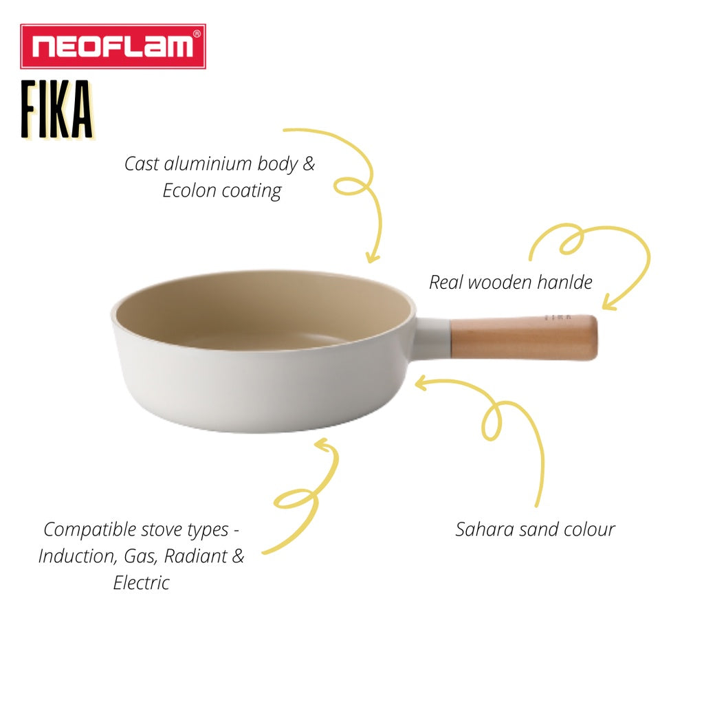 Neoflam Fika 7 Baby Wok Pan with Wooden Handle 18cm